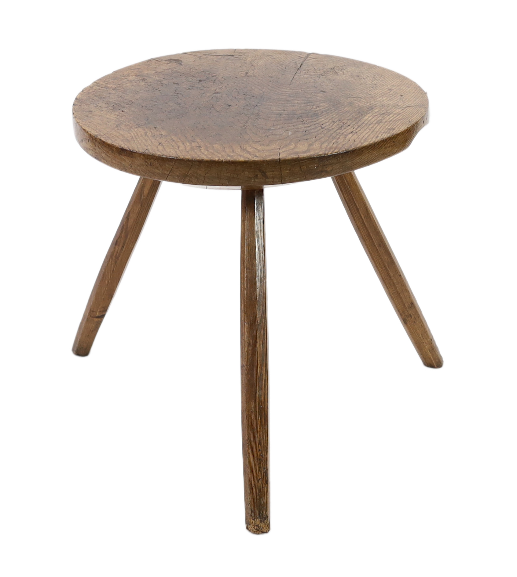 A 19th century circular ash cricket table, diameter 65cm, height 63cm